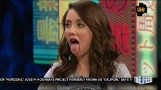 Alison brie sticking her tongue out