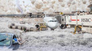 Chaos in Canada! 6 inch hailstones suddenly destroy Calgary Airport, Alberta