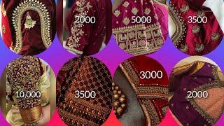 Maroon color bridal aariwork blouse designs with price /Latest bridal aariwork designs 2024