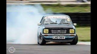 Silverstone Ford Fair 2014 Drift Demo, 115mph entry! Urchfab Mk2 escort drifting.