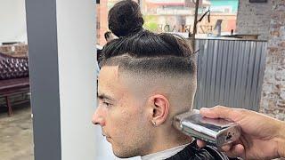 Fade Haircut Man Bun