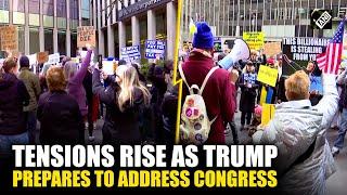 'The energy is great' - DC, NY protest Trump ahead of Congress speech