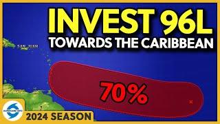 Invest 96L is another cyclonic threat for the Caribbean. Could become Tropical Storm Debby.