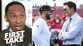 FIRST TAKE | Tom Brady's clap back to Mayfield's remarks on the Bucs' prior leadership - Stephen A.