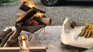 水分の多い生木を薪にして薪割りしないで焚き火する方法　snowpeak焚き火台M 丸太も焚き付けも切った拾ったもので実質0円！