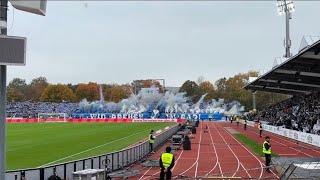 KSC Fans mit Choreo und Pyro im Donaustadion | 2.Bundesliga Ulm gegen Karlsruher SC 0:1 "20.10.24"