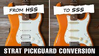 Converting Stratocaster from HSS to SSS Pickups - Easy Pickguard Swap