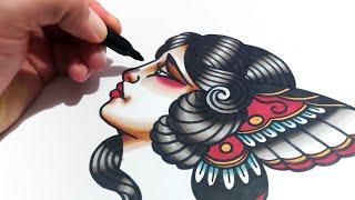 How to Draw a Butterfly Girl with Pen and Markers