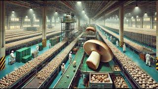 Mushrooms Farm Factory, Processing Millions of Mushrooms in Factory