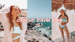 CANCUN TRAVEL VLOG 2023: TRAVELING TO MEXICO FOR THE FIRST TIME PT 1 (beach, boats, sunsets & more)