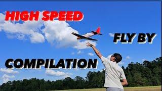 Full throttle RC airplane passes