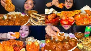 ASMR; EATING SPICY*BUTTER CHICKEN,TANDOORI CHICKEN/CHICKEN PARATHA,NAAN EATING CHALLENGE MUKBANG 2X