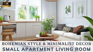 Small Apartment Design Ideas: Bohemian Style Meets Minimalist Living Room Aesthetics