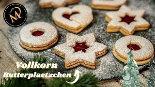 Vollkorn Butterplätzchen - schnelle Weihnachtsplätzchen - Weihnachtskekse selber backen 