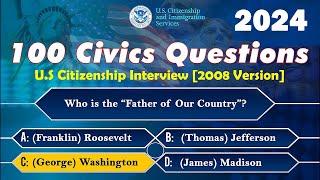 2023|2024 100 Civics Questions & Answers - US Citizenship (One Easy Answer) | !!! Random Order !!!