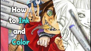 HOW TO INK & COLOR YOUR DRAWINGS ▼My Full Traditional Art Process  [Coloring with Copic Markers]