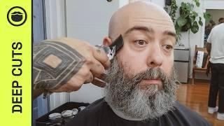 Silver Beard Trimmed Perfectly for Bald Head Style