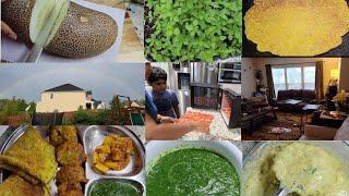 A day in my life| Rainy season Cucumber Pakoda/bhajiya, chilla sweet Mint chutney| New Kitchen Item