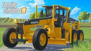 GRADING GRAVEL ROADS BEFORE A MASSIVE STORM (VOLVO ROAD GRADER)  | FS19