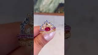 Кольцо золото Au750, Рубин, бриллианты, сапфиры gd179 #ring #gems #ruby #sapphire