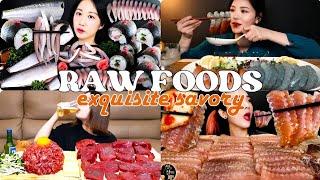 Savoring the EXQUISITE: Mukbang Adventure with RAW FOODS  | ASMR Mukbang Compilation