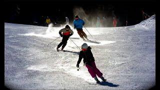 Teen Siblings Skiing, Taos Ski Valley