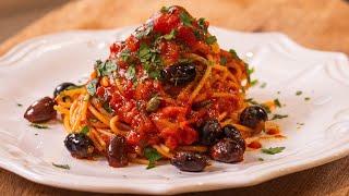 Authentic Italian Puttanesca Spaghetti