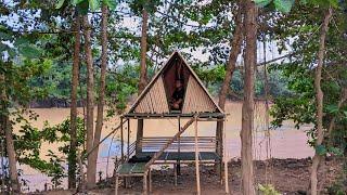 Camping di tepi sungai- membuat shelter dari bambu