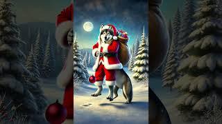 Santa Claus combined with wolf. #youtubeshorts #trending #funnyvideo #animals #giaitri #fusion .