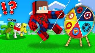 Speedrunner Use The SUPERHERO ROULETTE vs Hunters : JJ vs Mikey in Minecraft Maizen!