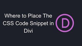 Where to Place The CSS Code Snippet in Divi