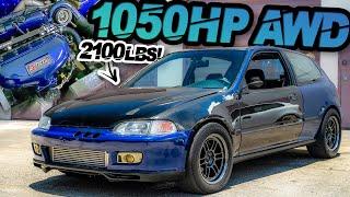 1050HP AWD Civic Hatch is TERRIFYING! 2100LB Street Missile (Little Man EG)