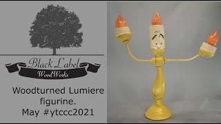 Mimic challenge #ytccc2021 woodturning a Lumiere candelabra figurine, multi axis turning