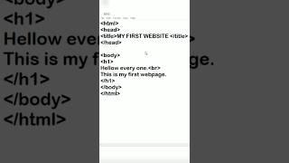 How to create MY FIRST WEBSITE using html in 20 sec  #shorts #coding #html #website #programming