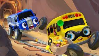 Bus and Police Chase Adventure | Learn Animal Names | Educational Cartoons for Kids & Nursery Rhymes