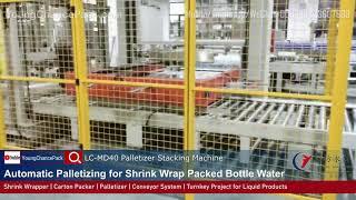 Automatic Palletizing for Shrink Wrap Packed Bottled Water | Palletizer 【Young Chance Pack】CHINA