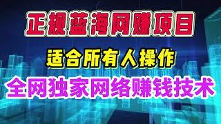 2023正规蓝海网赚项目全网独家网络赚钱技术，可实现24小时躺着睡觉都在赚钱的项目！可长期永久性操作！