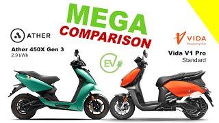 Ather 450X Gen 3 vs Vida V1 Pro | MEGA COMPARISON | Bike Info