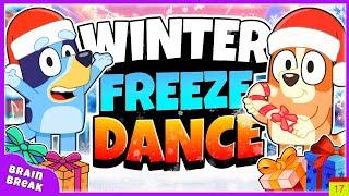 Bluey Winter Freeze Dance ️️ | Winter Brain Break For Kids | Just Dance | Chrismas Dance Party