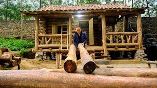 Building Cabin 2025 | This is how Duong's made the wooden stairs to the loft in his cabin!