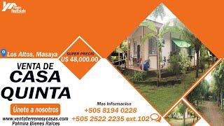 Venta de Casas - Se vende casa quinta en los altos de masaya (Cod.VCP-68)