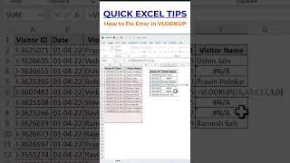 #shorts | How to Fix Errors in VLOOKUP Function