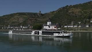 Viking Njord passes Pfalzgrafenstein @ Kaub | Middle Rhine Valley