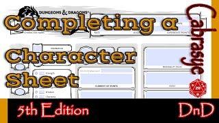 Dungeons and Dragons - "The Character Creation Sheet" - 5th Edition