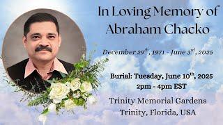 Abraham "Shabu" Chacko Burial Service