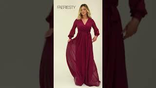 $49.99 Bump Friendly Wine Red Chiffon Maxi Dresses by Faeriesty