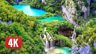 Deep Relaxation on top of beautiful PLITVICE lakes national park (4K)