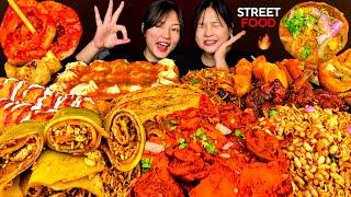 EATING STREET FOOD SPICY ACHAR MOMO,CHICKEN LOLLIPOP,HOT️ CHOWMINE, BREADCHOP ,CHATPATE|MUKBANG