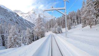  4K Samedan - Albulabahn - Chur; cab ride after over 1 meter snowfall [12.2020