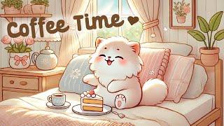 Coffee Time Lofi  1 Hour Cafe Song  Happy Kitty  cute & relaxing music  Make Your Day Better